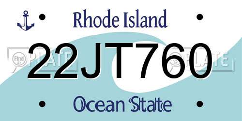 22JT760 Rhode Island License Plate