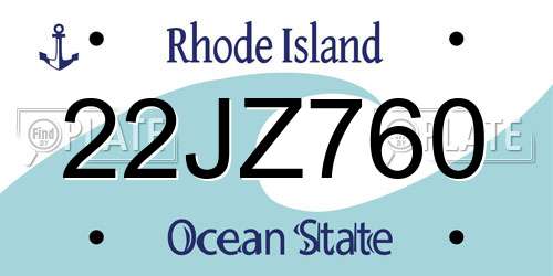 22JZ760 Rhode Island License Plate