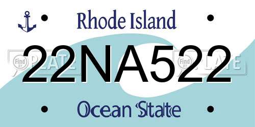 22NA522 Rhode Island License Plate