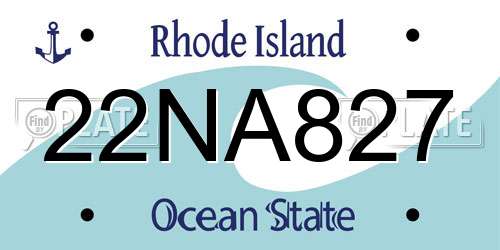 22NA827 Rhode Island License Plate