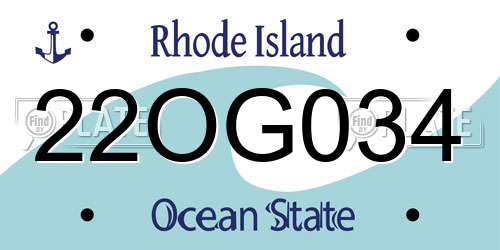 22OG034 Rhode Island License Plate