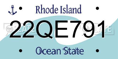 22QE791 Rhode Island License Plate