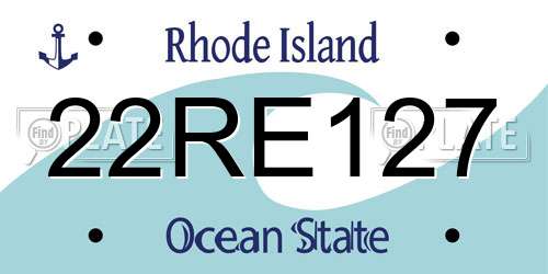 22RE127 Rhode Island License Plate