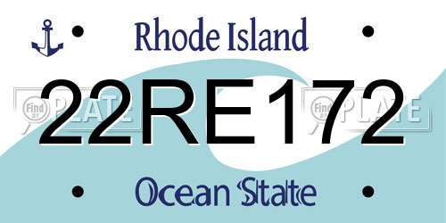 22RE172 Rhode Island License Plate