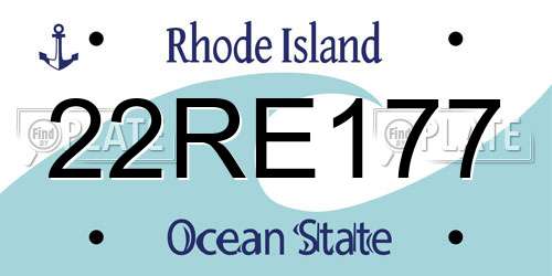 22RE177 Rhode Island License Plate