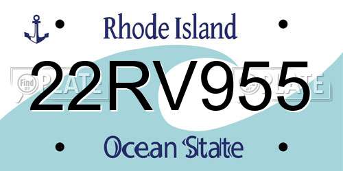 22RV955 Rhode Island License Plate