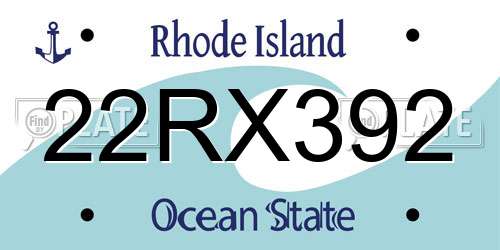 22RX392 Rhode Island License Plate