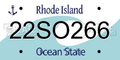 22SO266 Rhode Island License Plate