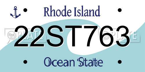 22ST763 Rhode Island License Plate