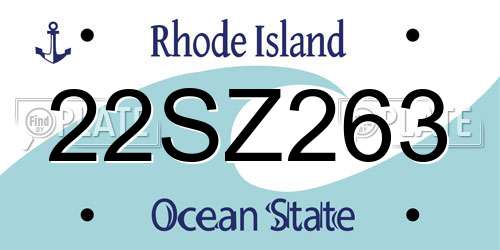 22SZ263 Rhode Island License Plate