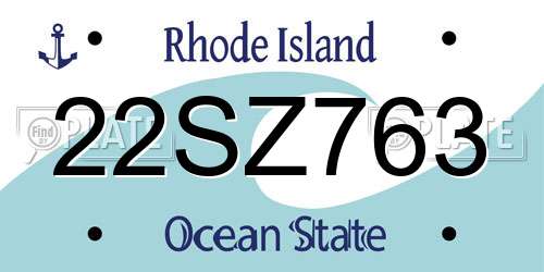22SZ763 Rhode Island License Plate