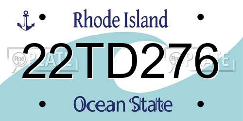 22TD276 Rhode Island License Plate