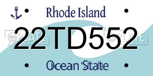 22TD552 Rhode Island License Plate