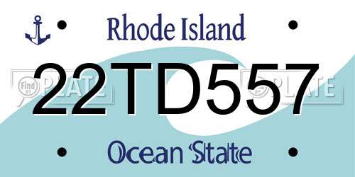 22TD557 Rhode Island License Plate