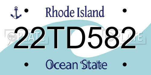 22TD582 Rhode Island License Plate