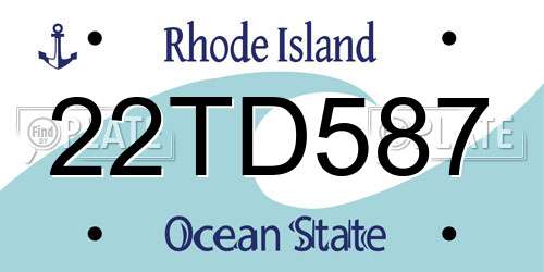 22TD587 Rhode Island License Plate