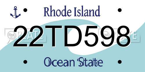 22TD598 Rhode Island License Plate