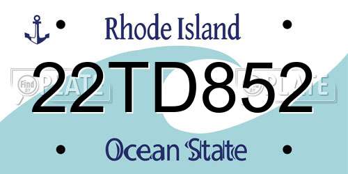 22TD852 Rhode Island License Plate