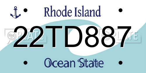 22TD887 Rhode Island License Plate