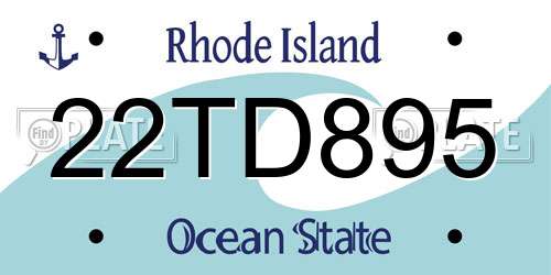 22TD895 Rhode Island License Plate
