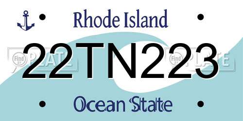 22TN223 Rhode Island License Plate