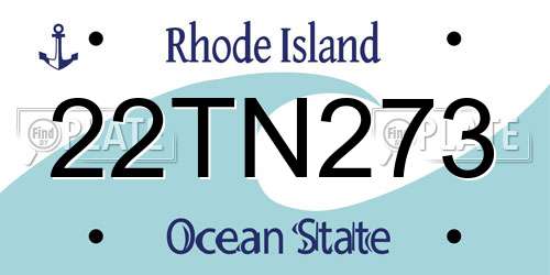 22TN273 Rhode Island License Plate