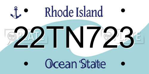 22TN723 Rhode Island License Plate