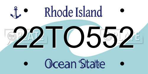 22TO552 Rhode Island License Plate