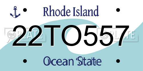 22TO557 Rhode Island License Plate