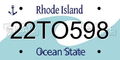 22TO598 Rhode Island License Plate