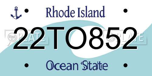 22TO852 Rhode Island License Plate
