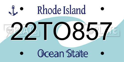 22TO857 Rhode Island License Plate