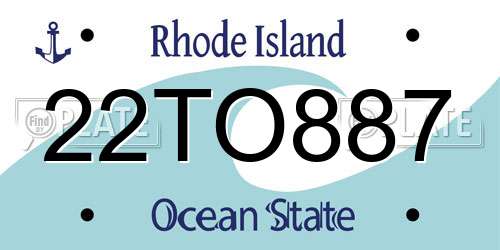 22TO887 Rhode Island License Plate
