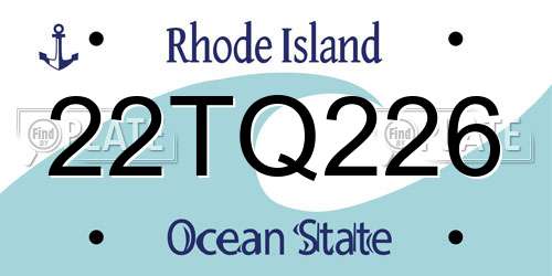 22TQ226 Rhode Island License Plate