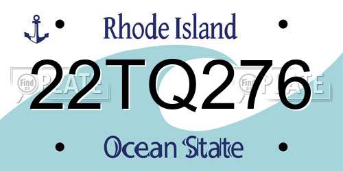22TQ276 Rhode Island License Plate