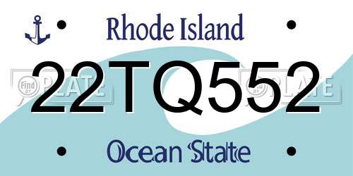 22TQ552 Rhode Island License Plate