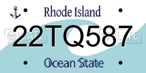 22TQ587 Rhode Island License Plate