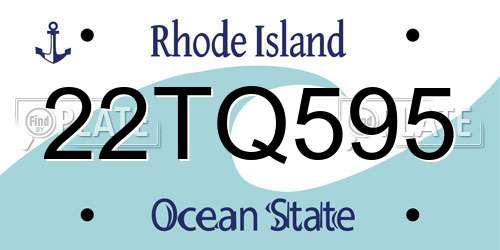 22TQ595 Rhode Island License Plate