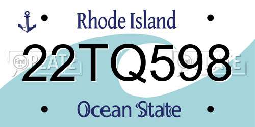 22TQ598 Rhode Island License Plate