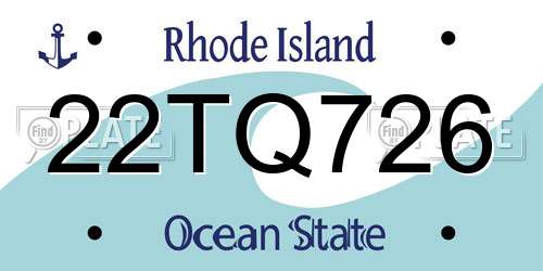 22TQ726 Rhode Island License Plate