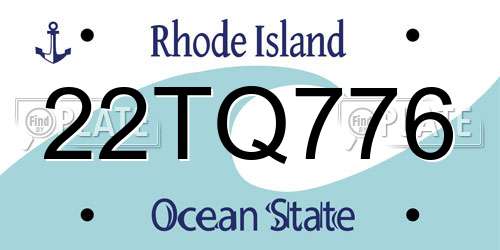 22TQ776 Rhode Island License Plate