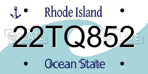 22TQ852 Rhode Island License Plate