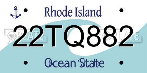 22TQ882 Rhode Island License Plate