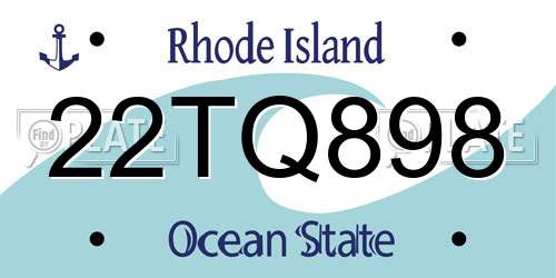 22TQ898 Rhode Island License Plate