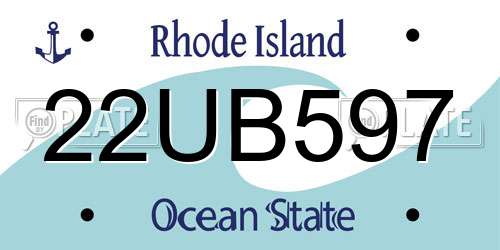 22UB597 Rhode Island License Plate