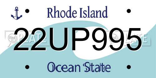 22UP995 Rhode Island License Plate