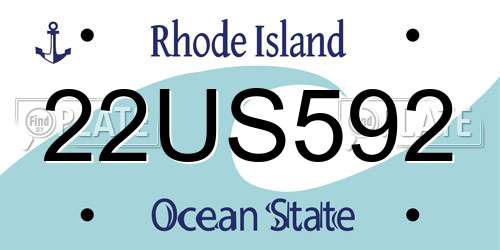 22US592 Rhode Island License Plate
