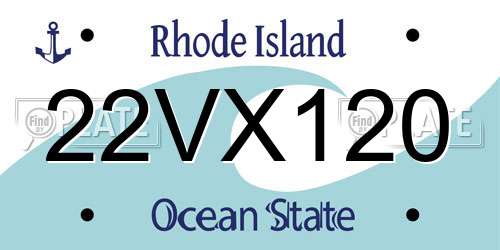 22VX120 Rhode Island License Plate