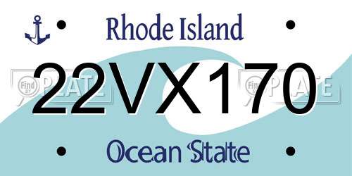 22VX170 Rhode Island License Plate