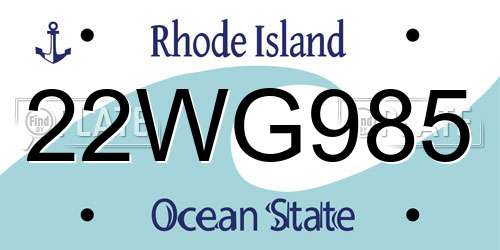 22WG985 Rhode Island License Plate